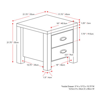 Boston 2-Drawer Nightstand