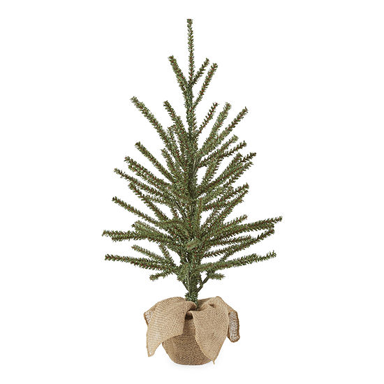 North Pole Trading Co. 2 Foot Iver Pine Christmas Tree with Burlap Base