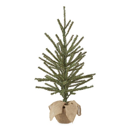 North Pole Trading Co. 2 Foot Iver Pine Christmas Tree with Burlap Base, One Size , Green