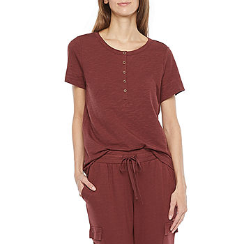 Ambrielle Womens Short Sleeve Crew Neck Pajama Top - JCPenney