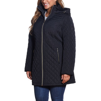 Miss Gallery Womens Plus Removable Hood Midweight Quilted Jacket