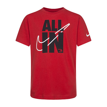 Nike 3BRAND by Russell Wilson Big Boys Crew Neck Short Sleeve Graphic T-Shirt, Large, Red