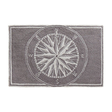 Liora Manne Frontporch Single Compass Hand Tufted Washable Rectangular Accent Rug, One Size, Gray