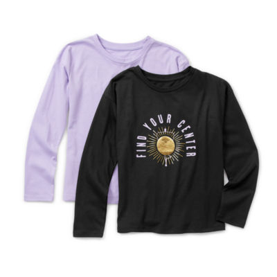 Thereabouts Little & Big Kid Girls Round Neck Long Sleeve Regular Fit 2-pc. Graphic T-Shirt