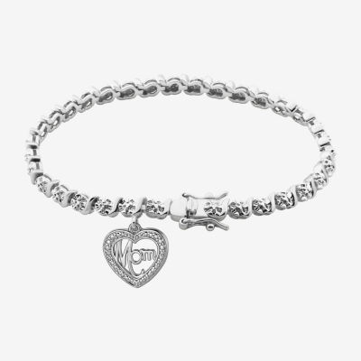 Sparkle Allure Mom Diamond Accent Bronze 7.25 Inch Heart Tennis Bracelet