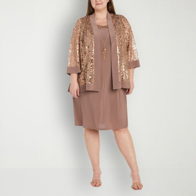 R & M Richards Plus Jacket Dress With Removable Necklace