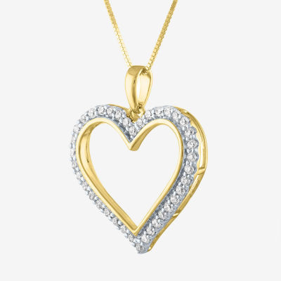 (H-I / I1) Womens 1/3 CT. T.W. Lab Grown Diamond 10K Gold Heart Pendant Necklaces