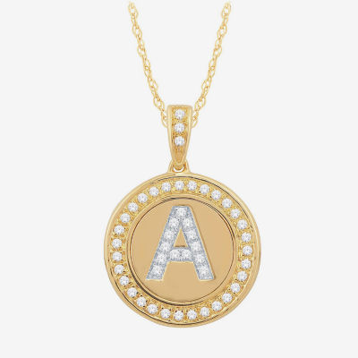 FINE JEWELRY A Initial Womens 1/4 CT. T.W. Mined White Diamond 10K Gold  Round Pendant Necklace | Plaza Las Americas