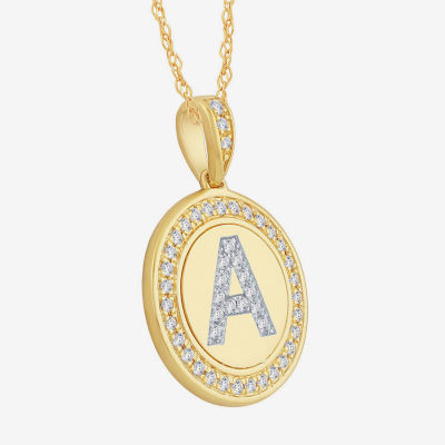 Diamond Initial Pendant Necklace 10K Gold