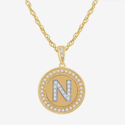 Diamond Initial Pendant Necklace 10K Gold