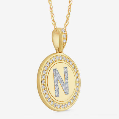 Diamond Initial Pendant Necklace 10K Gold