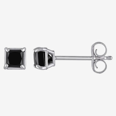 1/2 CT. T.W. Natural Black Diamond 10K White Gold 4mm Stud Earrings