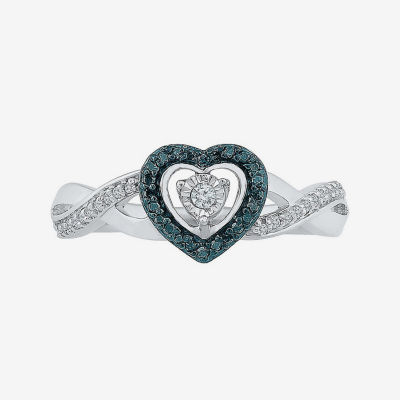 Diamond Heart Promise Ring 1/15 ct tw Round-cut Sterling Silver