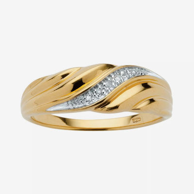 2MM Diamond Accent Natural White 18K Gold Over Silver Band