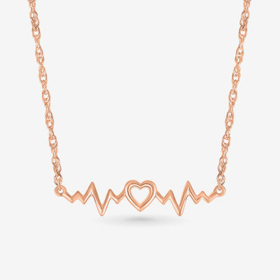 Womens 10K Rose Gold Heart Pendant Necklace