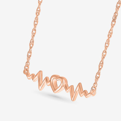 Womens 10K Rose Gold Heart Pendant Necklace