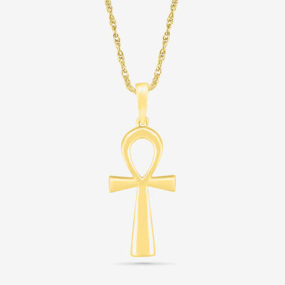 Womens 10K Gold Cross Pendant Necklace