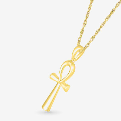 Womens 10K Gold Cross Pendant Necklace