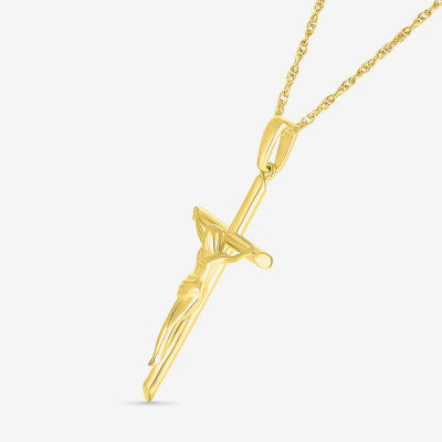 Womens 10K Gold Cross Pendant Necklace