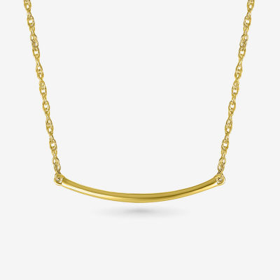 Womens 10K Gold Curved 18 Inch Pendant Necklace