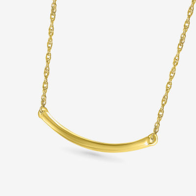 Womens 10K Gold Curved Pendant Necklace