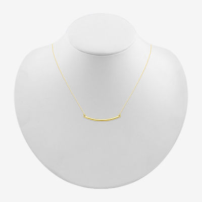 Womens 10K Gold Curved Pendant Necklace