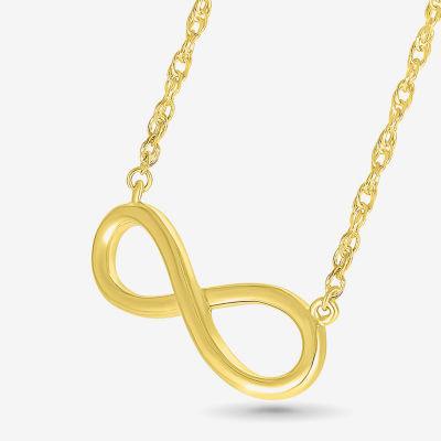 Womens 10K Gold Infinity Pendant Necklace