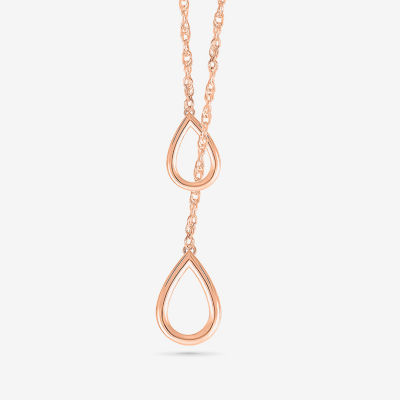 Womens 10K Rose Gold Pear Y Necklace