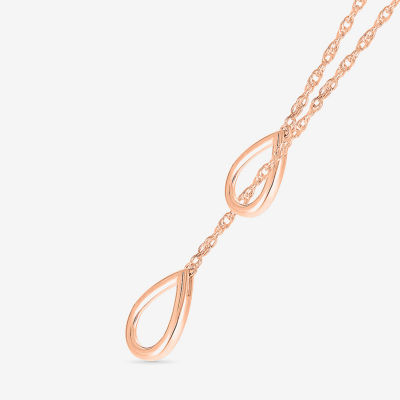 Womens 10K Rose Gold Pear Y Necklace