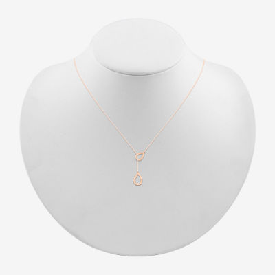 Womens 10K Rose Gold Pear Y Necklace