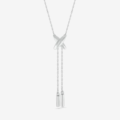 Lariat Style Womens 10K White Gold Y Necklace