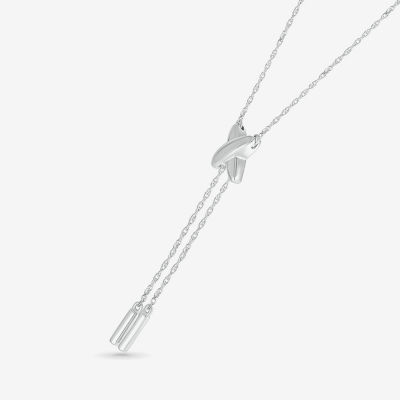 Lariat Style Womens 10K White Gold Y Necklace