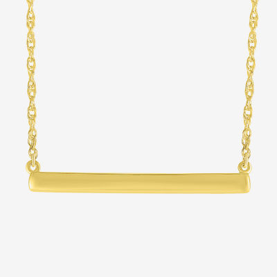 Womens 10K Gold Bar Pendant Necklace