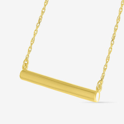 Womens 10K Gold Bar Pendant Necklace