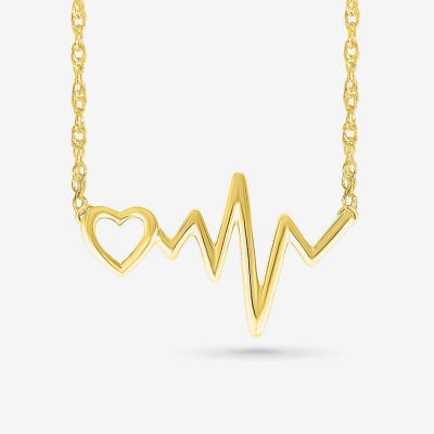 Womens 10K Gold Heart Pendant Necklace