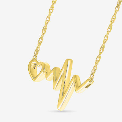 Womens 10K Gold Heart Pendant Necklace