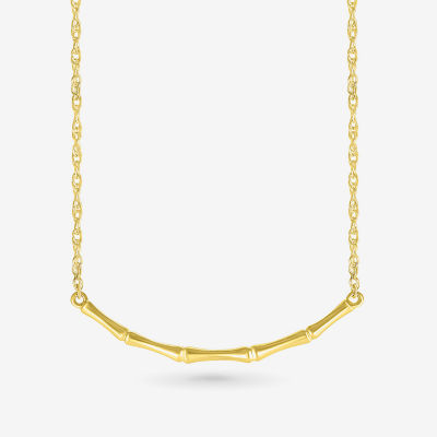 Womens 10K Gold Curved Pendant Necklace