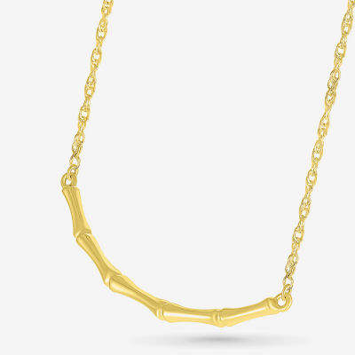 Womens 10K Gold Curved Pendant Necklace