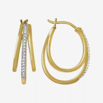 1/10 CT. T.W. Sterling Silver or 14K Gold Over Silver Diamond Multi Hoop Earrings