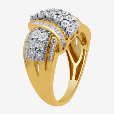Womens 1/2 CT. T.W. Mined White Diamond 14K Gold Over Silver Cocktail Ring