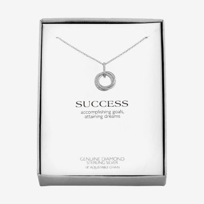 Diamond Accent "Success" Womens Diamond Accent Mined White Diamond Sterling Silver Pendant Necklace