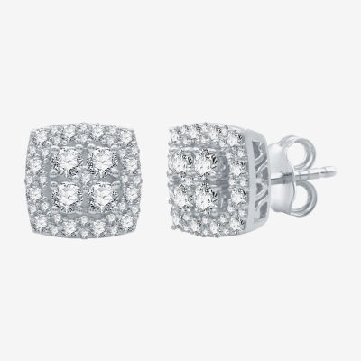 (H-I / I1) 1 CT. T.W. Lab Grown White Diamond Sterling Silver 9.7mm Stud Earrings