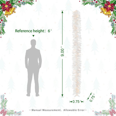 Glitzhome 9ft Pre-Lit White Pine Indoor Christmas Garland