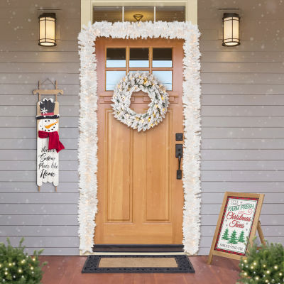 Glitzhome 9ft Pre-Lit White Pine Christmas Indoor Garland