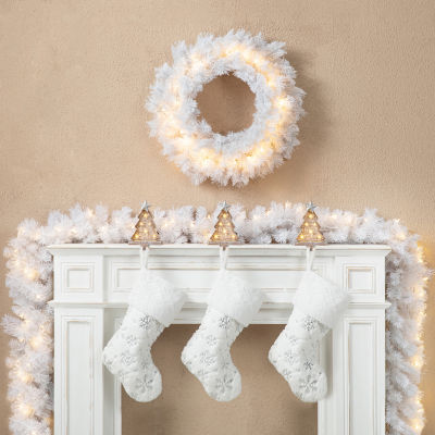 Glitzhome 9ft Pre-Lit White Pine Christmas Indoor Garland