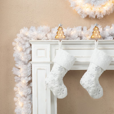 Glitzhome 9ft Pre-Lit White Pine Christmas Indoor Garland