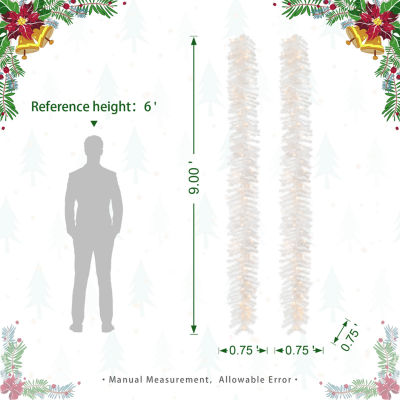 Glitzhome 2pc 9ft Pre-Lit White Pine Indoor Christmas Garland