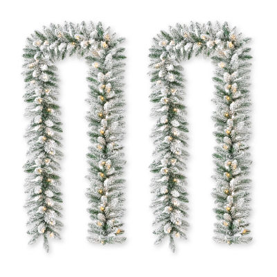 Glitzhome 2pc 6ft Pre-Lit Flocked Indoor Christmas Garland