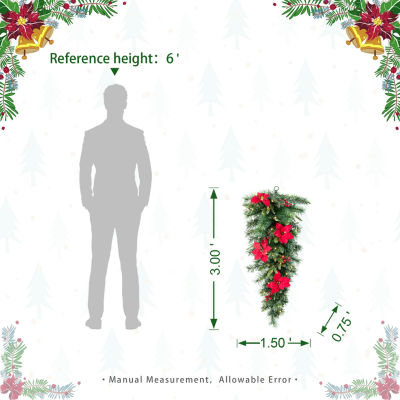 Glitzhome 3ft Pre-Lit Berries Teardrop Swag