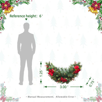 Glitzhome 3ft Pre-Lit Berries Christmas Swags